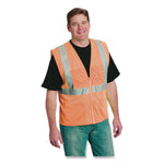 ANSI Class 2 Four Pocket Zipper Safety Vest, Polyester Mesh, Large, Hi-Viz Orange
