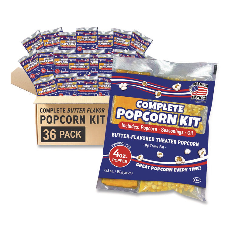 Premium America Popcorn, Butter, 8 oz Pack, 36/Carton
