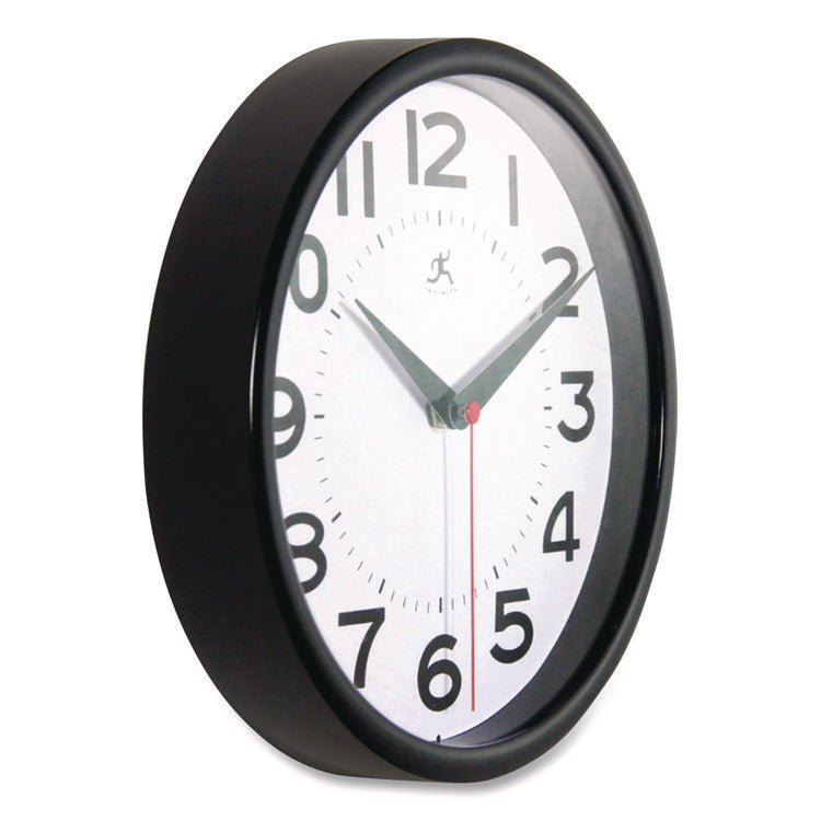 Metro Wall Clock, 9" Diameter, Black Case, 1 Aa (sold Separately)