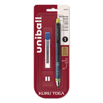 KuruToga Mechanical Pencil with Tube of Diamond Lead, 0.7 mm, HB (#2), Black Lead, Black/Green Barrel