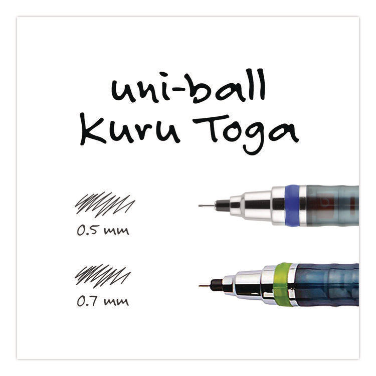 KuruToga Mechanical Pencil with Tube of Diamond Lead, 0.7 mm, HB (#2), Black Lead, Black/Green Barrel