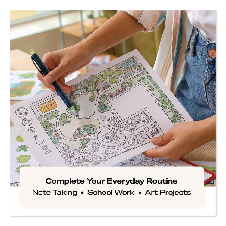 KuruToga Mechanical Pencil with Tube of Diamond Lead, 0.7 mm, HB (#2), Black Lead, Black/Green Barrel