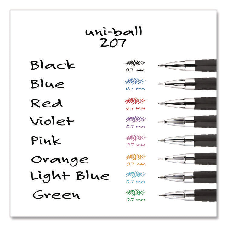 Signo 207 Gel Pen, Retractable, Medium 0.7 mm, Black Ink, Smoke/Black Barrel, 4/Pack