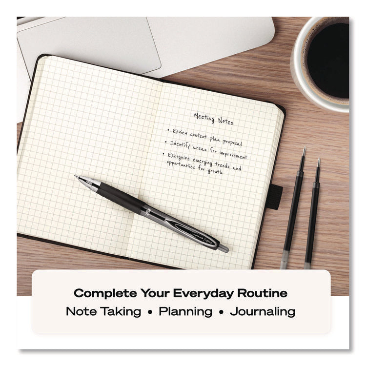 Signo 207 Gel Pen, Retractable, Medium 0.7 mm, Black Ink, Smoke/Black Barrel, 4/Pack