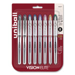 VISION ELITE Hybrid Gel Pen, Stick, Fine 0.5 mm, Assorted Ink and Barrel Colors, 8/Pack