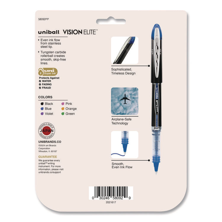 VISION ELITE Hybrid Gel Pen, Stick, Fine 0.5 mm, Assorted Ink and Barrel Colors, 8/Pack
