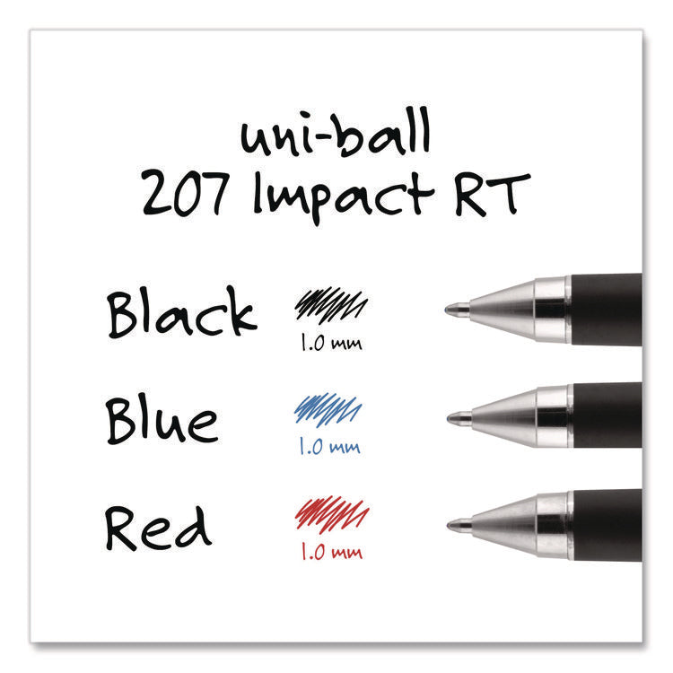207 Impact RT Gel Retractable Pen Refills, Bold 1 mm Conical Tip, Black Ink, 2/Pack
