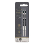 Refill For Parker Retractable Gel Ink Roller Ball Pens, Medium Conical Tip, Black Ink, 2/pack