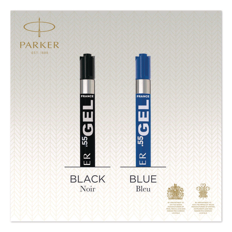 Refill For Parker Retractable Gel Ink Roller Ball Pens, Medium Conical Tip, Black Ink, 2/pack