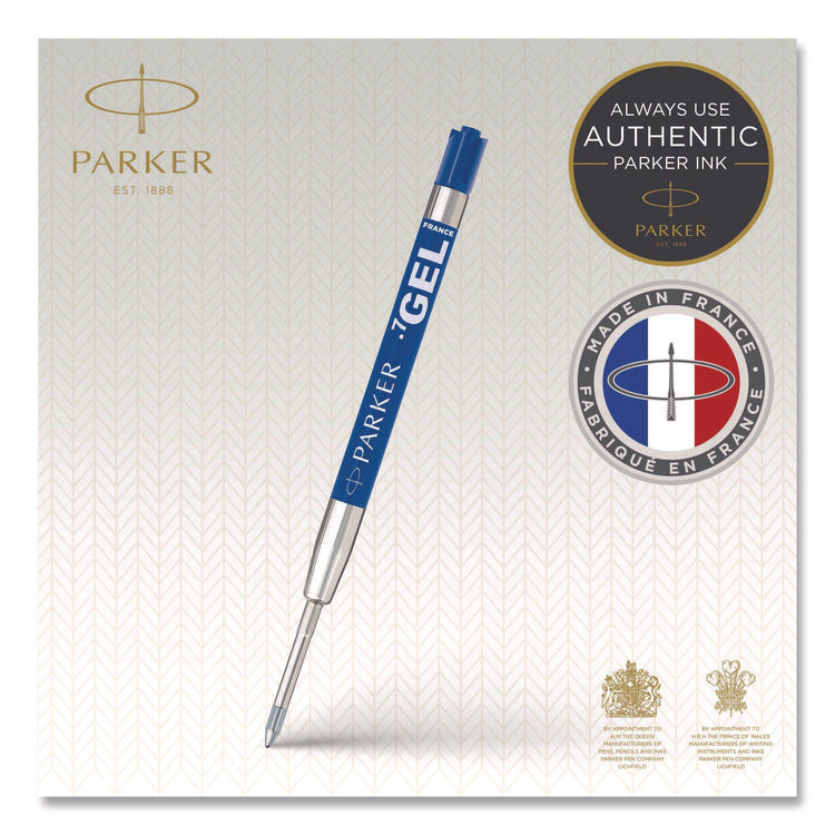 Refill For Parker Retractable Gel Ink Roller Ball Pens, Medium Conical Tip, Blue Ink, 2/pack