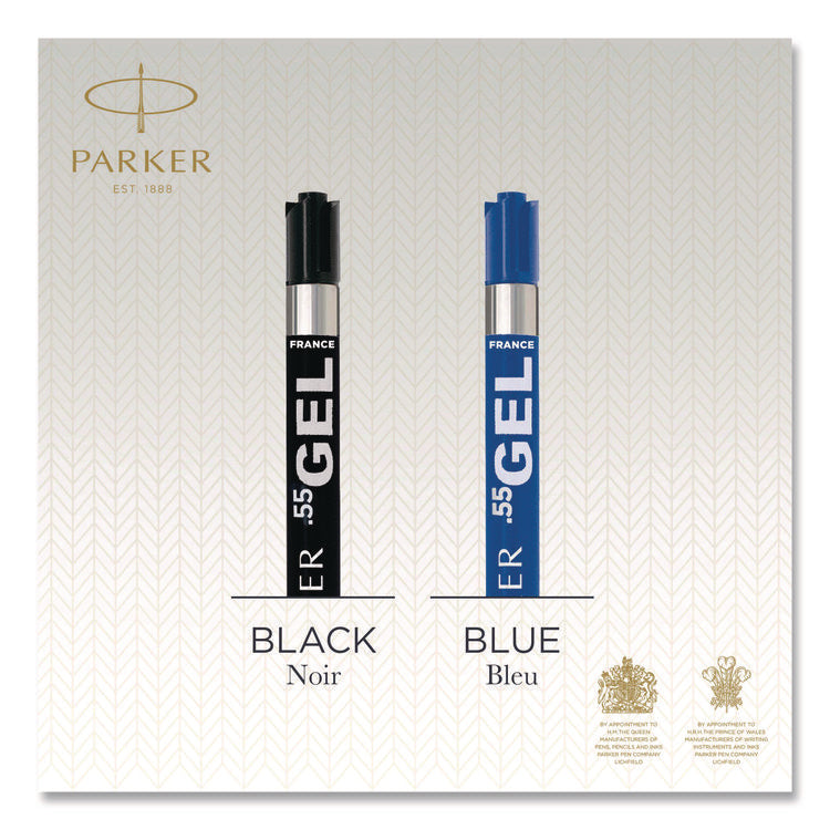 Refill For Parker Retractable Gel Ink Roller Ball Pens, Medium Conical Tip, Blue Ink, 2/pack
