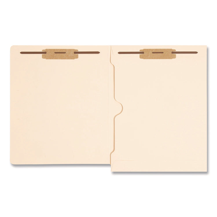 Heavyweight End Tab Fastener Folders, Interior Back-Cover Pocket, 0.75" Expansion, 2 Fasteners, Letter Size, Manila, 50/Box