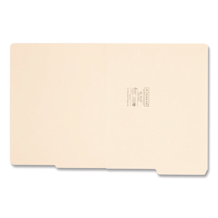 Heavyweight Manila End Tab Folders, 9" High Front, 1/2-Cut Tabs: Top, Letter Size, 0.75" Expansion, Manila, 100/Box