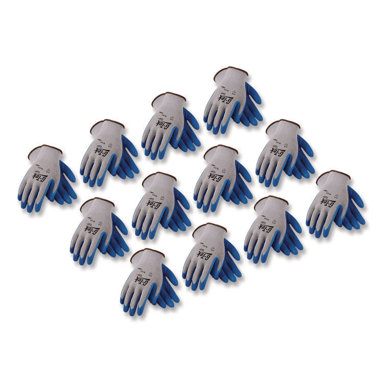 GP Latex-Coated Cotton/Polyester Gloves, EN388: 1111, 10" Long, X-Large, Gray/Blue, 12 Pairs
