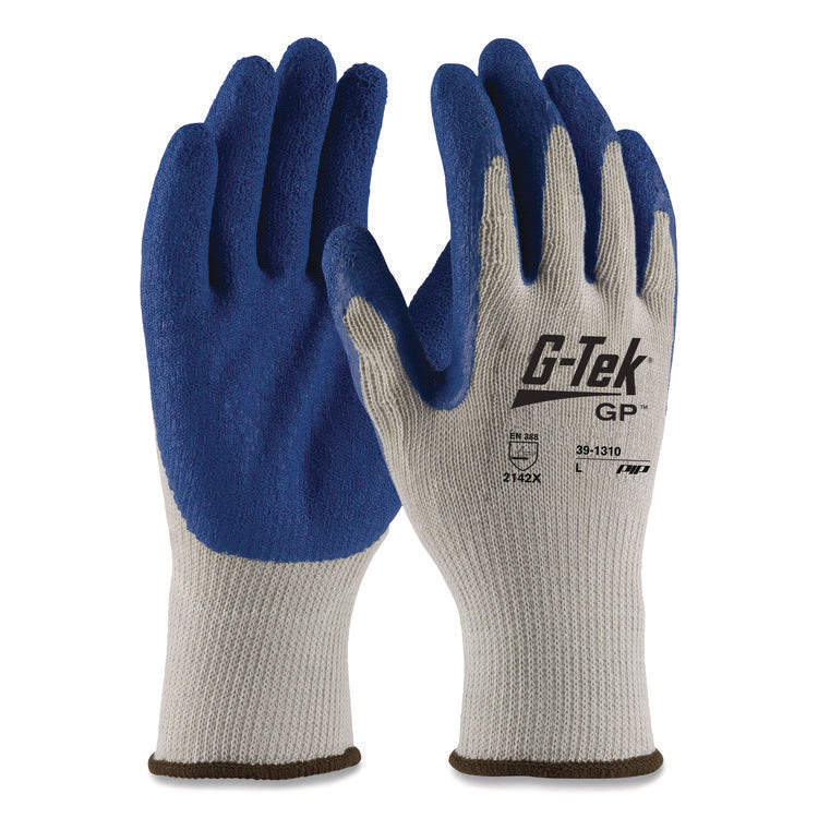 GP Latex-Coated Cotton/Polyester Gloves, EN388: 1111, 10" Long, X-Large, Gray/Blue, 12 Pairs
