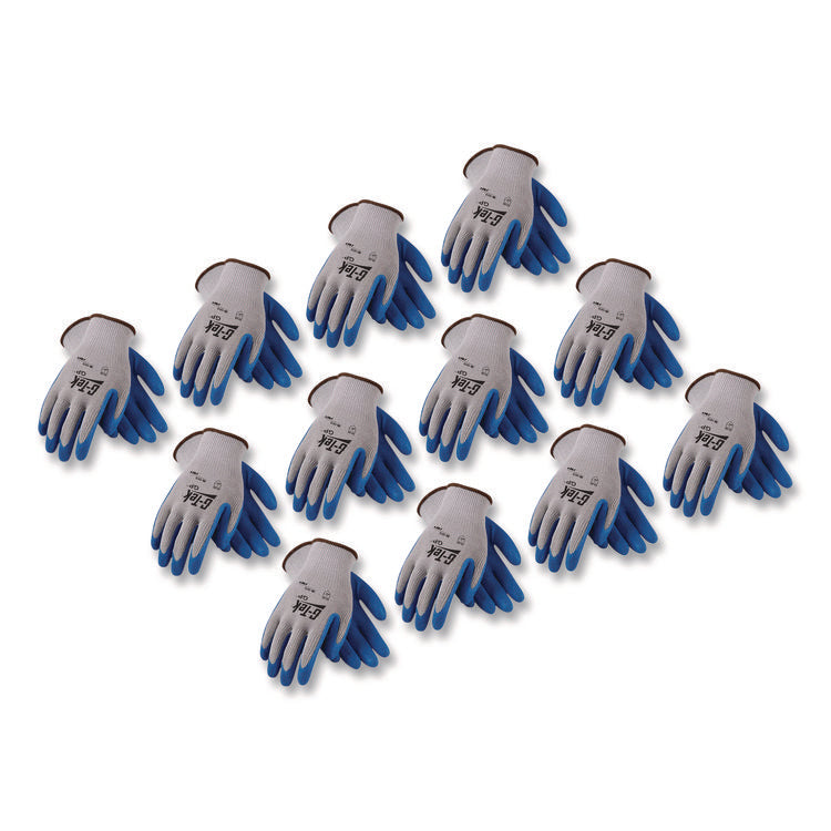 GP Latex-Coated Cotton/Polyester Gloves, EN388: 1111, 10" Long, Large, Gray/Blue, 12 Pairs