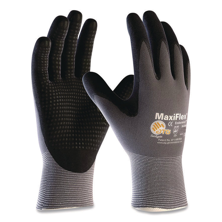Ultimate Seamless Knit Nylon Gloves, Nitrile MicroFoam Grip: Palm/Fingers/Knuckles, EN388: 4131, Large, Gray, 12 Pairs