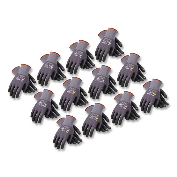 Ultimate Seamless Knit Nylon Gloves, Nitrile MicroFoam Grip: Palm/Fingers, EN388: 4131, Small, Gray, 12 Pairs