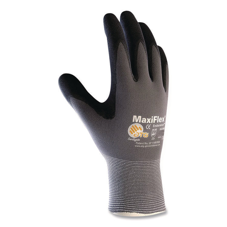 Ultimate Seamless Knit Nylon Gloves, Nitrile MicroFoam Grip: Palm/Fingers, EN388: 4131, Large, Gray, 12 Pairs