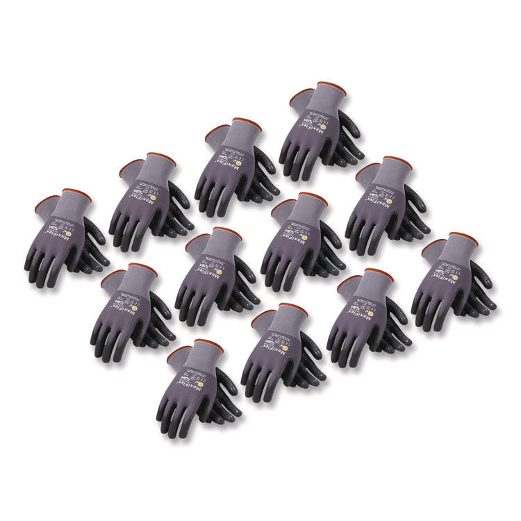 Endurance Seamless Knit Nylon Gloves, EN388: 4131, Large (Size 9), Gray/Black, 12 Pairs