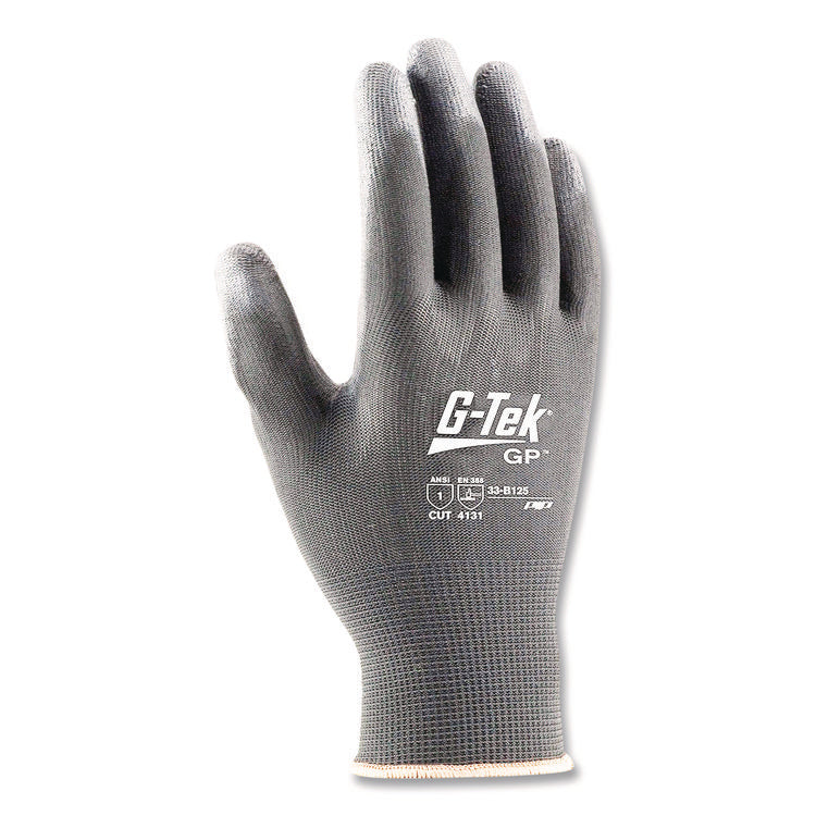 GP Polyurethane-Coated Nylon Gloves, EN388: 1111, 10" Long, Small, Gray, 12 Pairs