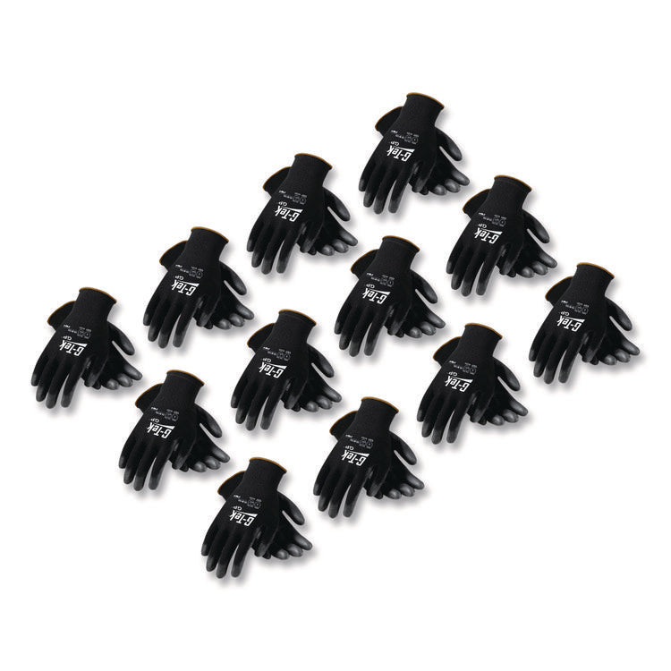 GP Polyurethane-Coated Nylon Gloves, EN388: 1111, 10" Long, Medium, Black, 12 Pairs