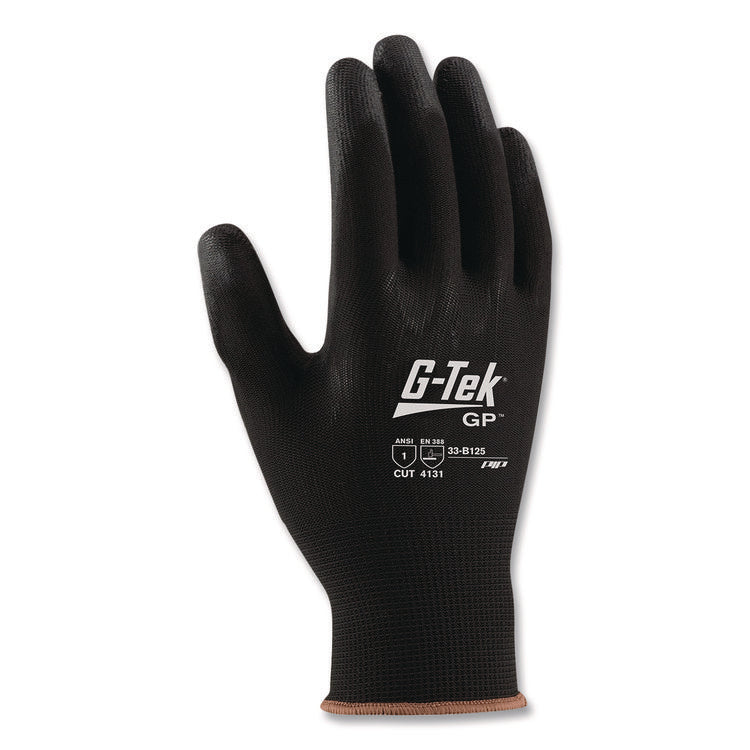 GP Polyurethane-Coated Nylon Gloves, EN388: 1111, 10" Long, Medium, Black, 12 Pairs