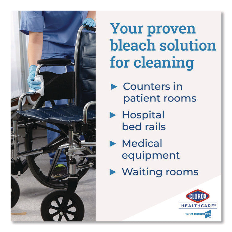 Bleach Germicidal Wipes, 1-Ply, 12 x 12, Unscented, White, 110/Bucket, 2 Buckets/Carton