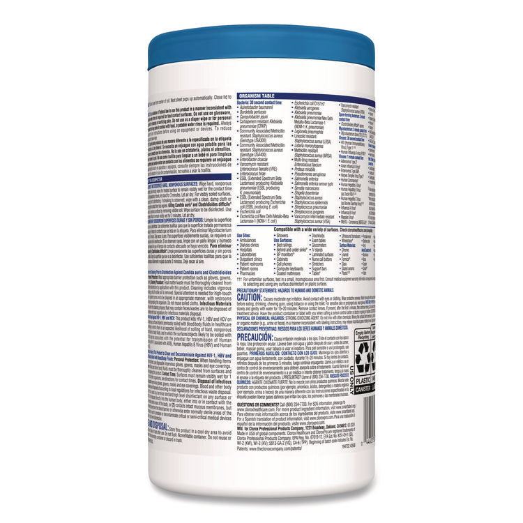 Bleach Germicidal Wipes, 1-Ply, 6 x 5, Unscented, White, 150/Canister