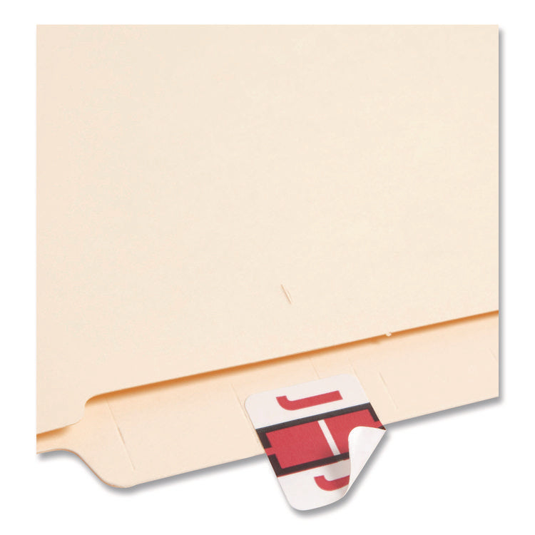 A-Z Color-Coded End Tab Filing Labels, J, 1 X 1.25, White, 500/roll