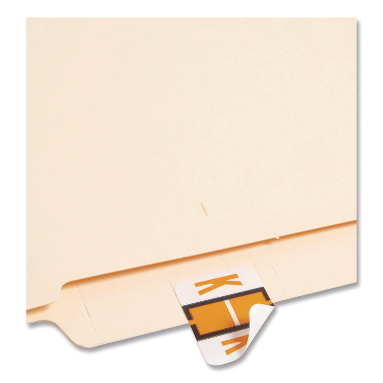 A-Z Color-Coded End Tab Filing Labels, K, 1 X 1.25, White, 500/roll