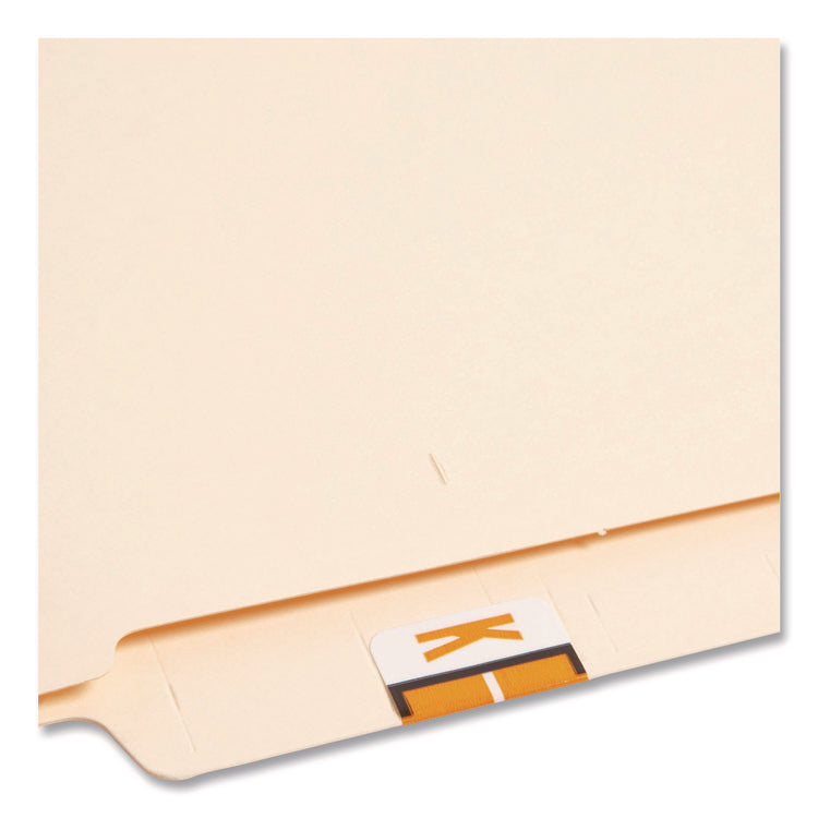 A-Z Color-Coded End Tab Filing Labels, K, 1 X 1.25, White, 500/roll