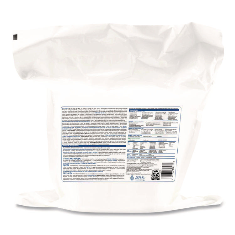 Hydrogen Peroxide Cleaner Disinfectant Wipes, 12 x 11, Unscented, White, 185/Pack, 2 Packs/Carton
