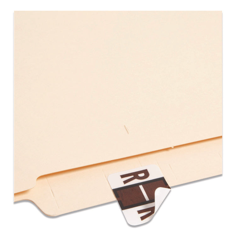 A-Z Color-Coded End Tab Filing Labels, R, 1 X 1.25, White, 500/roll