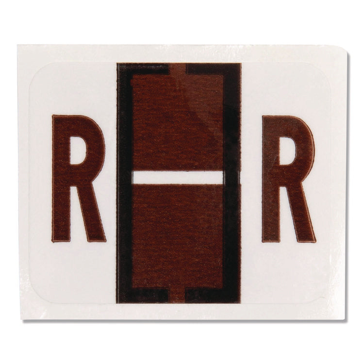 A-Z Color-Coded End Tab Filing Labels, R, 1 X 1.25, White, 500/roll