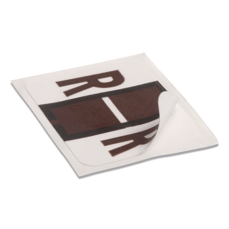 A-Z Color-Coded End Tab Filing Labels, R, 1 X 1.25, White, 500/roll