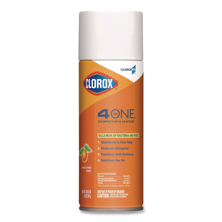 4-In-One Disinfectant And Sanitizer, Citrus, 14 Oz Aerosol Spray