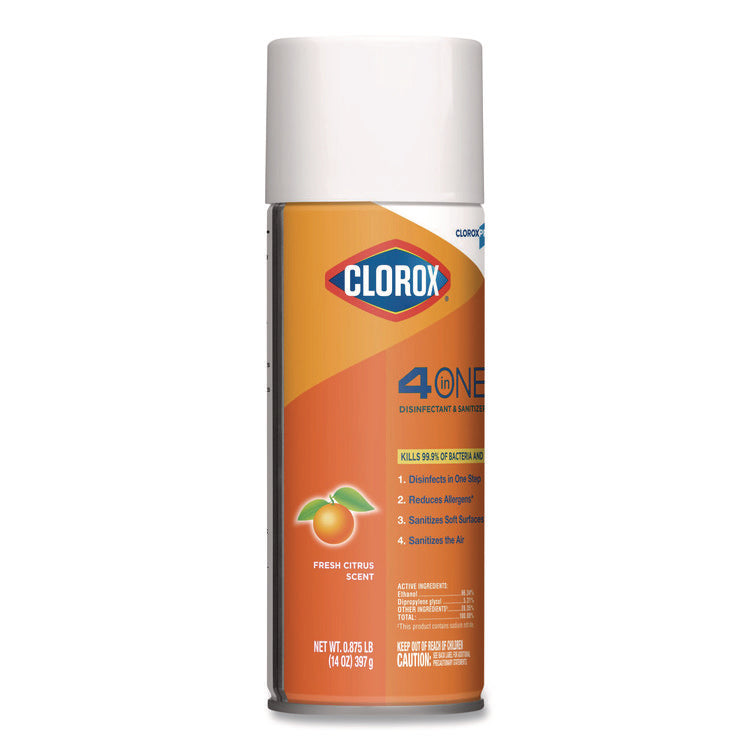 4-In-One Disinfectant And Sanitizer, Citrus, 14 Oz Aerosol Spray, 12/carton