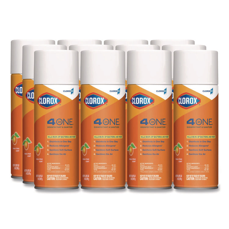4-In-One Disinfectant And Sanitizer, Citrus, 14 Oz Aerosol Spray, 12/carton
