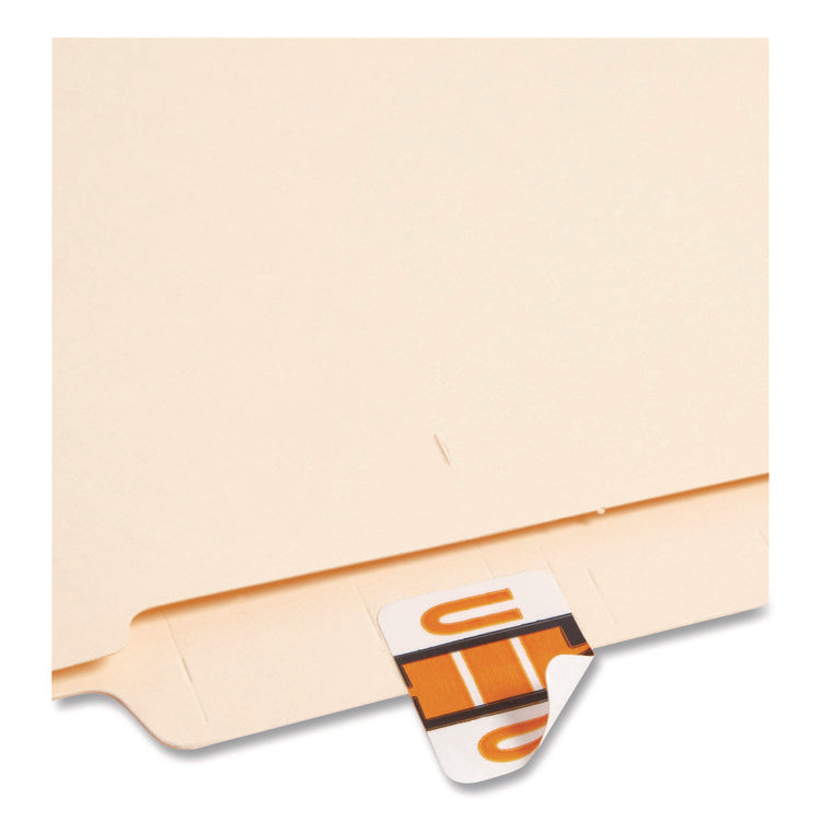 A-Z Color-Coded End Tab Filing Labels, U, 1 X 1.25, White, 500/roll