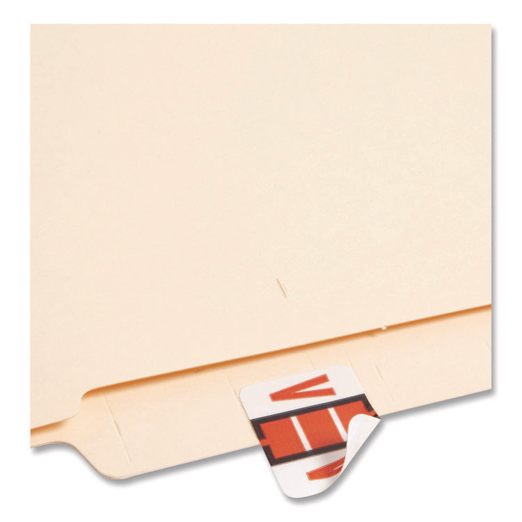 A-Z Color-Coded End Tab Filing Labels, V, 1 X 1.25, White, 500/roll