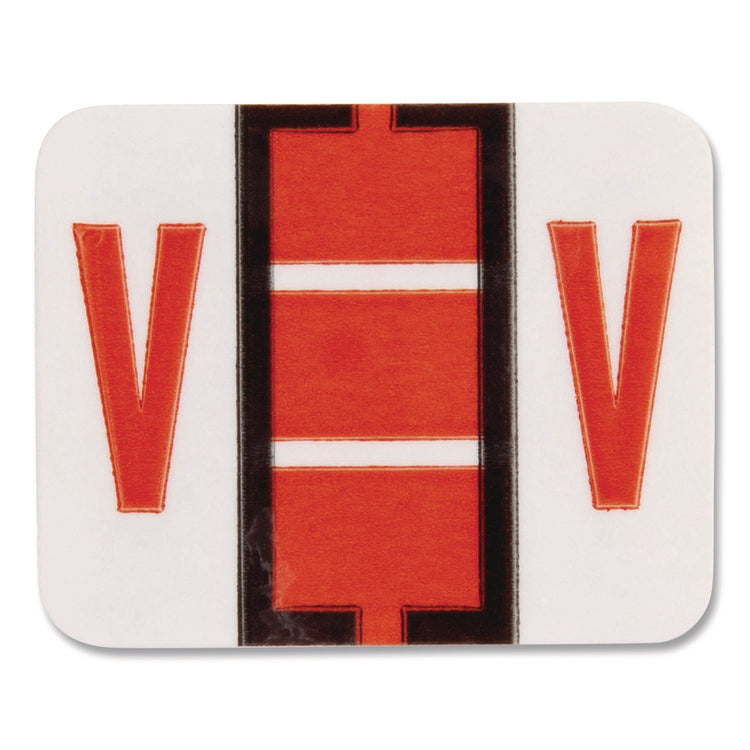 A-Z Color-Coded End Tab Filing Labels, V, 1 X 1.25, White, 500/roll