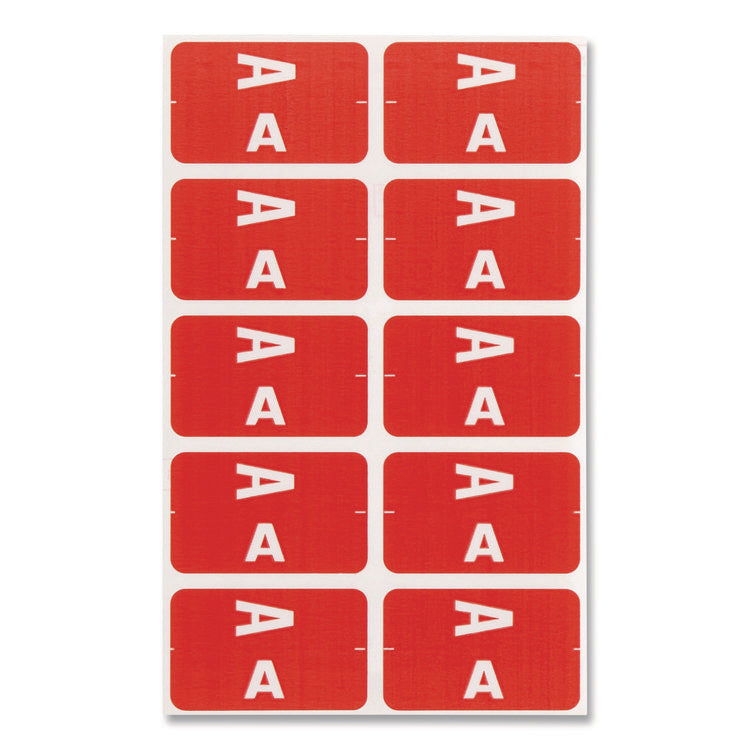 Alphaz Color-Coded Second Letter Alphabetical Labels, A, 1 X 1.63, Red, 10/sheet, 10 Sheets/pack