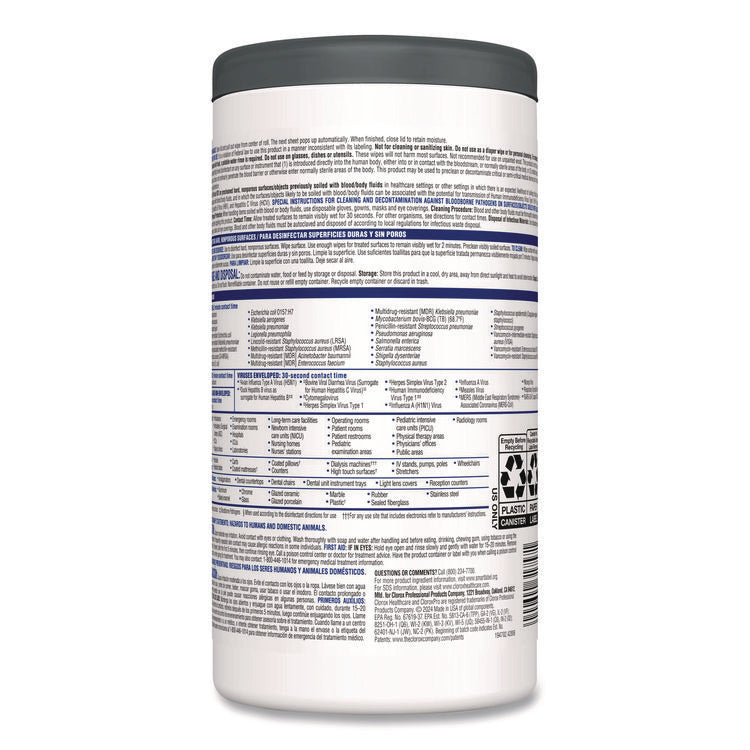 VersaSure Cleaner Disinfectant Wipes, 1-Ply, 6.75 x 8, Original Scent, White, 85 Towels/Can
