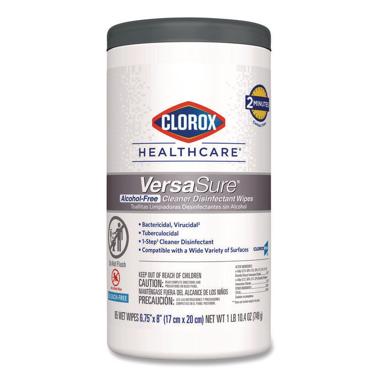 VersaSure Cleaner Disinfectant Wipes, 1-Ply, 6.75 x 8, Original Scent, White, 85 Towels/Can