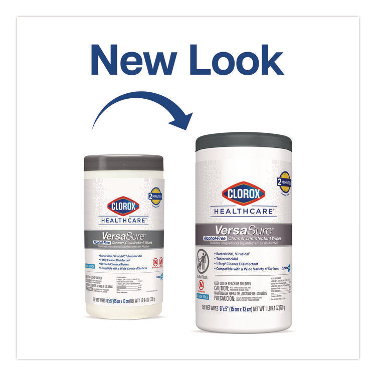 VersaSure Cleaner Disinfectant Wipes, 1-Ply, 6 x 5, Fragranced, White, 150 Towels/Canister