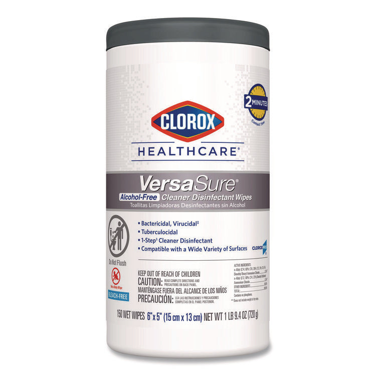 VersaSure Cleaner Disinfectant Wipes, 1-Ply, 6 x 5, Fragranced, White, 150 Towels/Canister