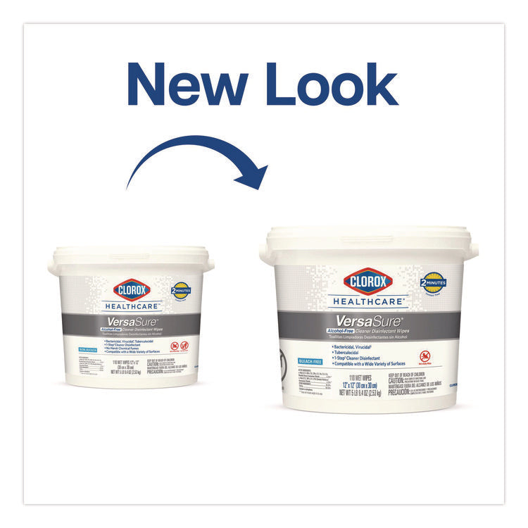 VersaSure Cleaner Disinfectant Wipes, 1-Ply, 12 x 12, Fragranced, White, 110/Bucket, 2 Buckets/Carton