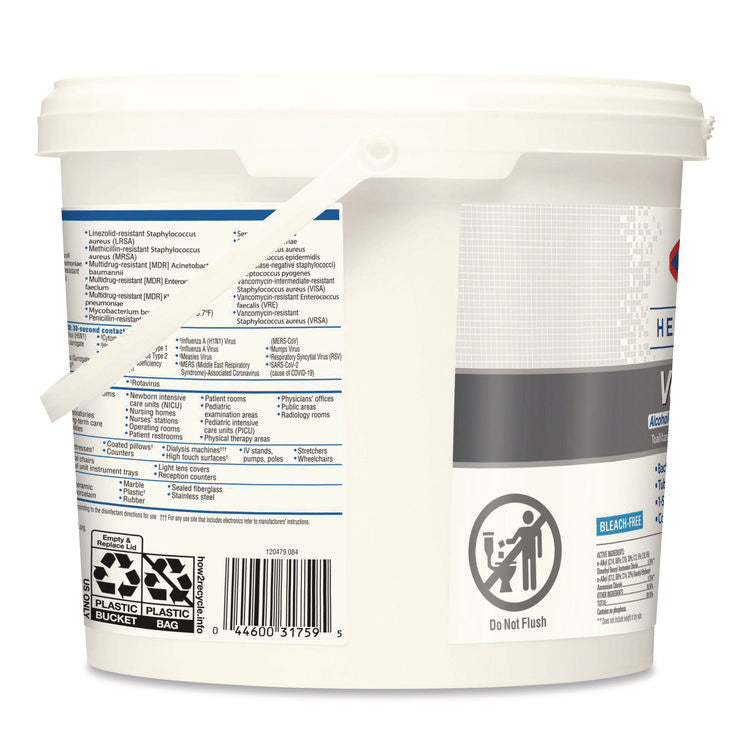 VersaSure Cleaner Disinfectant Wipes, 1-Ply, 12 x 12, Fragranced, White, 110/Bucket, 2 Buckets/Carton