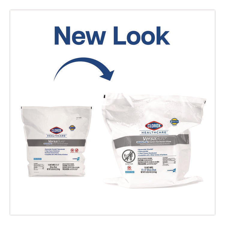 VersaSure Cleaner Disinfectant Wipes, Refill, 1-Ply, 12 x 10, Fragranced, White, 110/Pouch